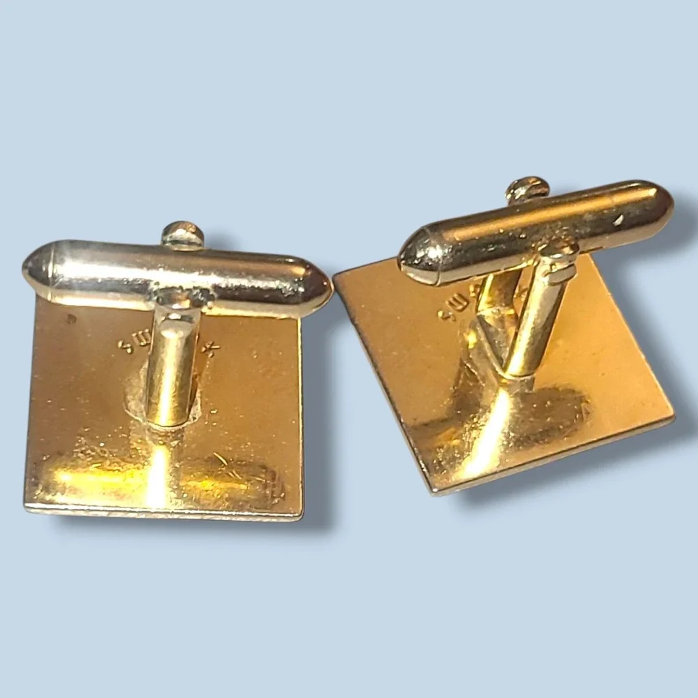 Vintage Gold Tone Geometric Swank Cufflinks‎